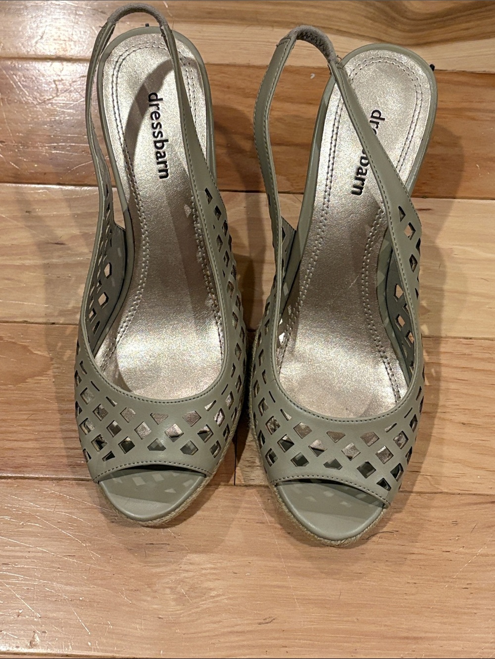 dressbarn Beige Cutout Slingback Wedge Sandals - Size 7